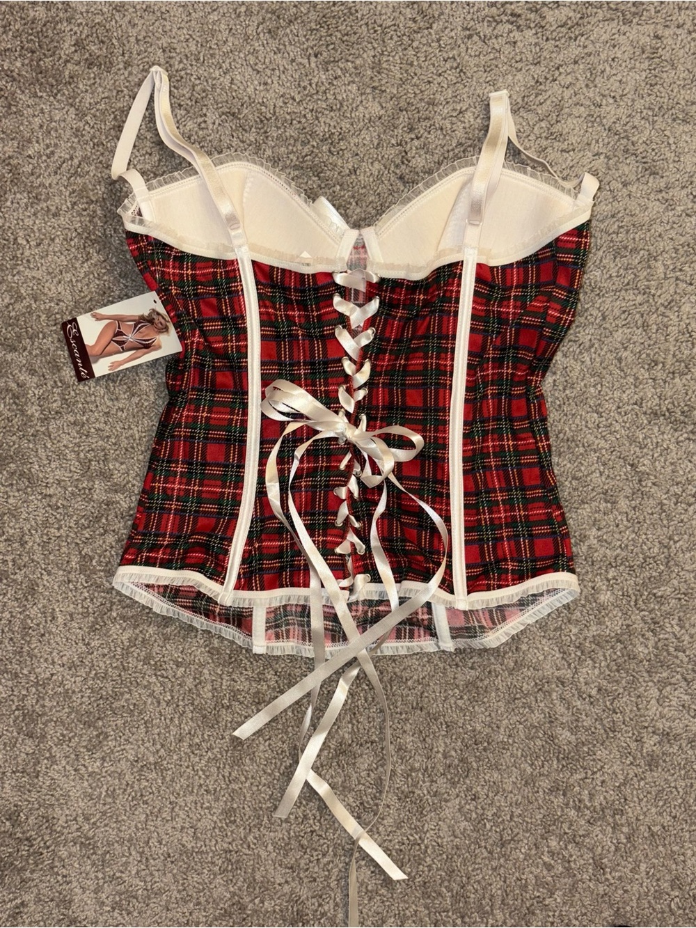 Vintage Escante plaid Corset Bustier Y2K 00’s Preppy Size Large NWT - Picture 2 of 9